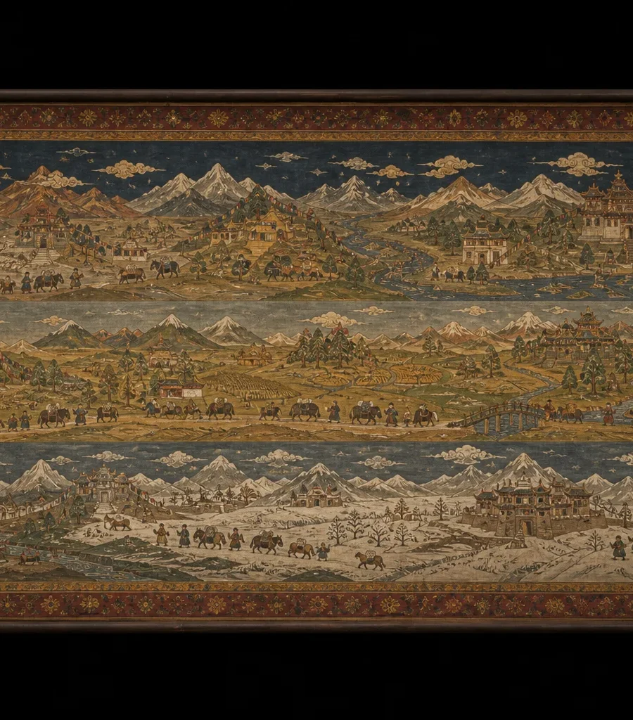 Four Seasons Plateau Tapestry · concept display