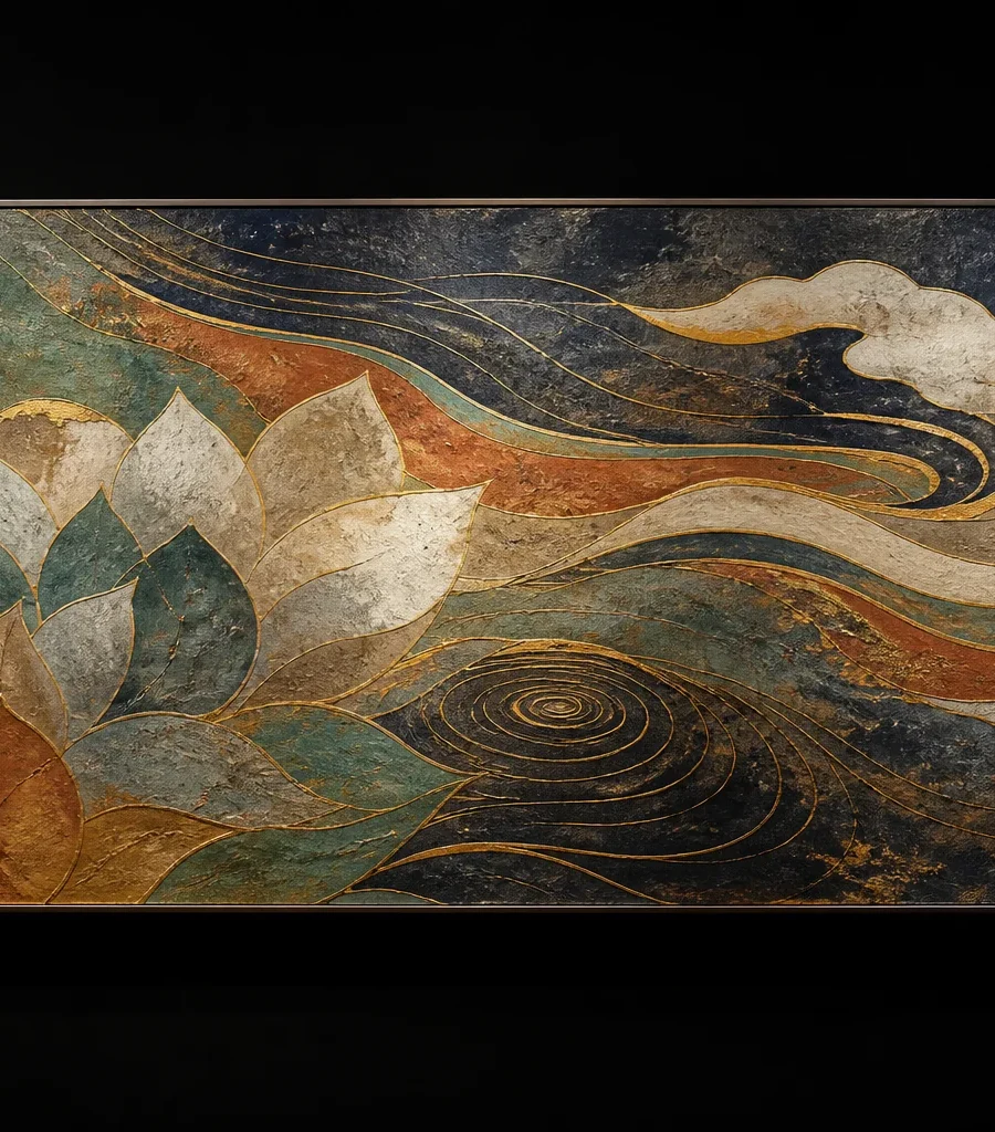 Lotus River Mural Panel · illustrative concept